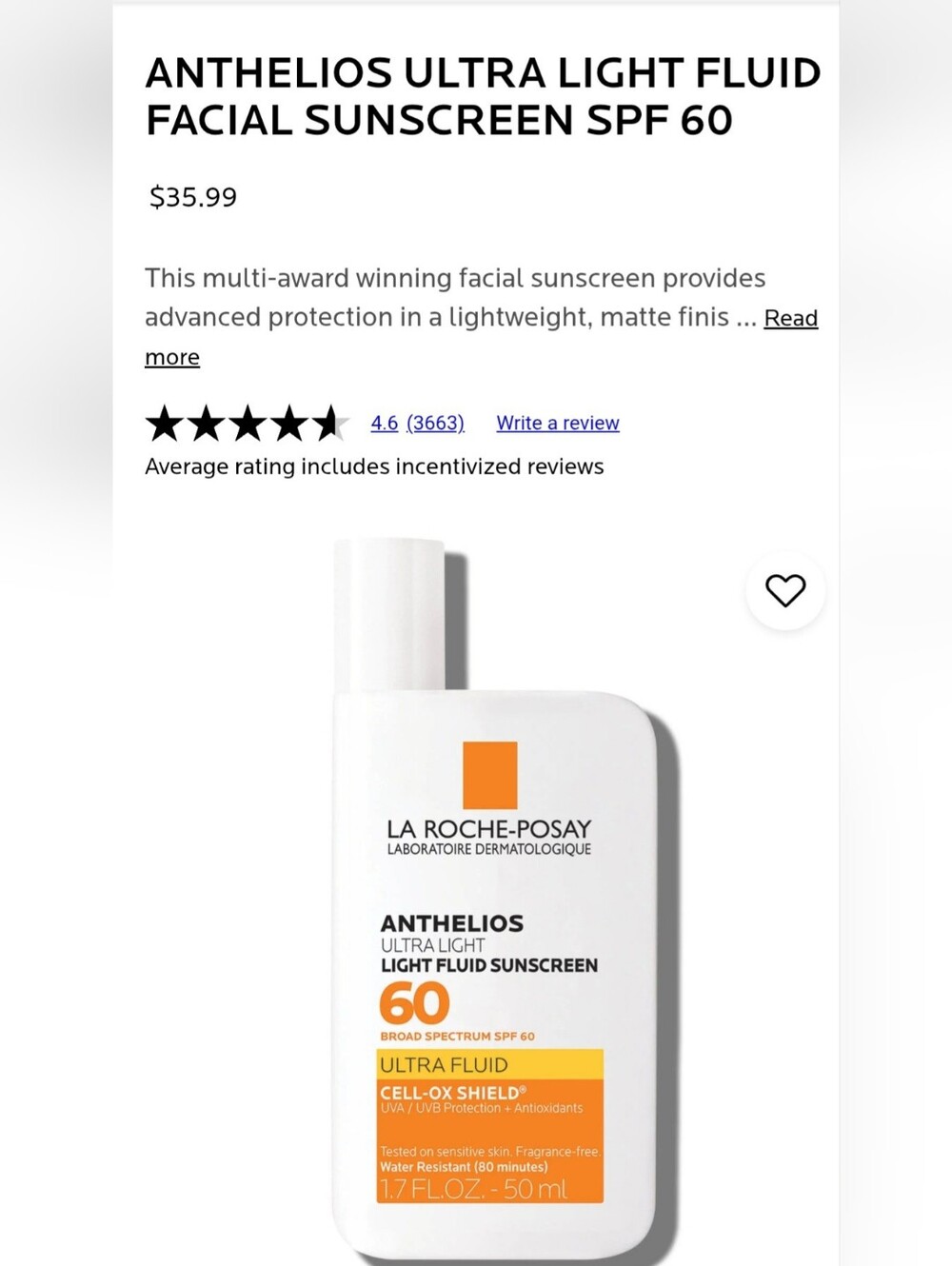LA ROCHE-POSAY SUNSCREEN Anthelios